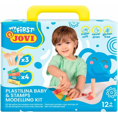 JOVI BABY plastelína 4x38g + 3 drevené pečiatky