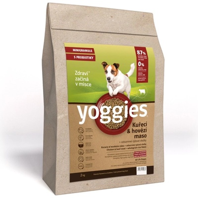 Yoggies Kuřecí & hovězí maso mini lisované za studena s probiotiky 2 kg