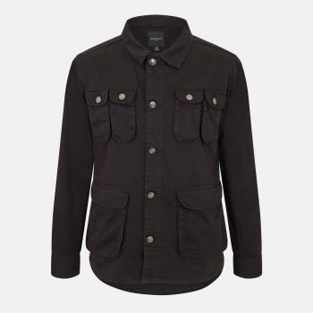 Brave Soul Men's Cotton Multi Pocket Long Sleeve Rain Anorak - Black