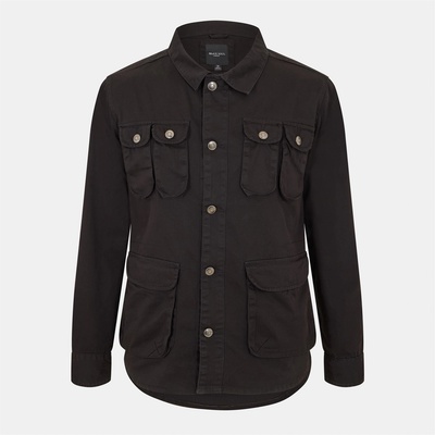 Brave Soul Men's Cotton Multi Pocket Long Sleeve Rain Anorak - Black