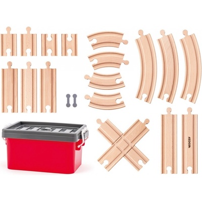Woody Set koľají v plastovom boxe 20 ks