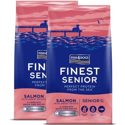 Fish4Dogs FINEST Senior Salmon голям 2 x 12 кг