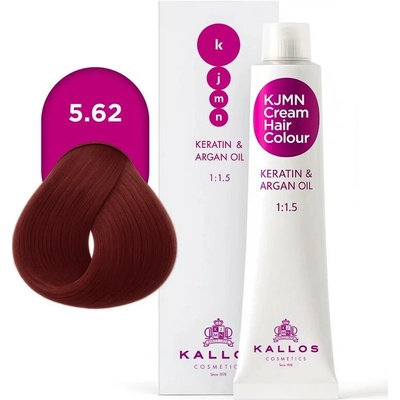 Kallos KJMN s keratinem a arganovým olejem 5.62 Light Red Violet Brown Cream Hair Colour 1:1.5 100 ml