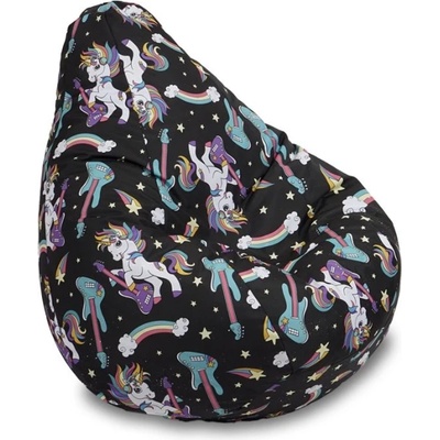 Pufrelax Пуф круша за деца 4-14 г. , 160л. , Nirvana Light, Unicorn Rock, Водоустойчив, Перящ се калъф, Пълнеж от Полистиролни перли, принт (PUF-G-NL-TEXP-UNI)