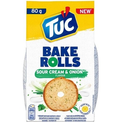 TUC Bake Rolls Kyslá smotana a cibuľa Chlebové sucháre 80 g