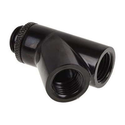 Alphacool Y-конектор Alphacool Eiszapfen, Въртящ се, 45°, G1/4 външна към 2 x G1/4 вътрешна резба, Черен мат (1013368)