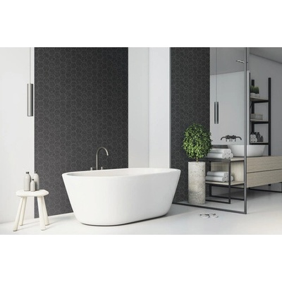 Stenový obklad PVC Ceramics Dark Hexagon KR 67,5x400 cm