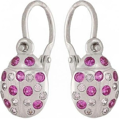 Zlaton Náušnice bílé zlato beruška s kameny visací 1.3cm 1.15g 000682608228