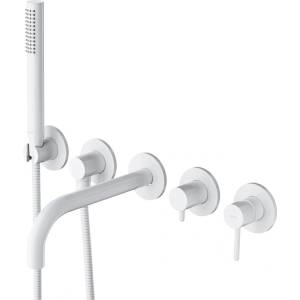 Omnires Baterie cada-dus incastrata Omnires Y finisaj alb mat 5 elemente cu corp ingropat pipa 23 cm (Y1237-1WM)