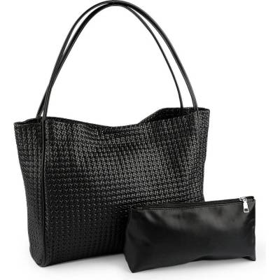 Prima-obchod Velká dámská taška proplétaná s pouzdrem 39x31 cm černá