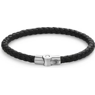 Rebel & Rose pánský kožený náramek Full Metal Single Round Black RR-M0040-S-M