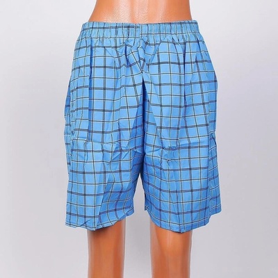 Карирани мъжки макси шорти в лазурно синьо
