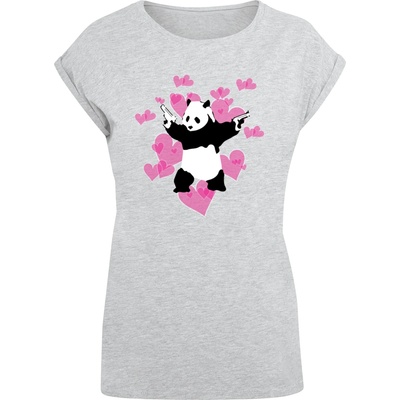 Urban Classics Тениска Ladies Brandalised - Panda Guns With Hearts T-Shirt heather grey XXLUB-MP5004542-00431 - Камуфлаж, размер M