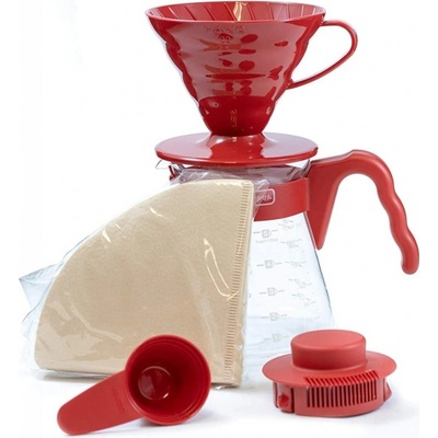 Hario V60-02 Pour Over Kit Plastic Red