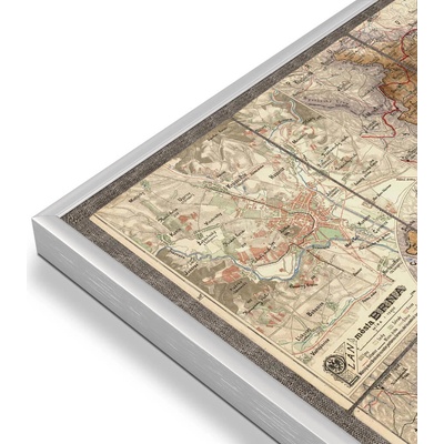 ZES Morava a Slezsko - nástěnná historická mapa 90 x 70 cm Varianta: mapa v hliníkovém rámu, Provedení: stříbrný rám