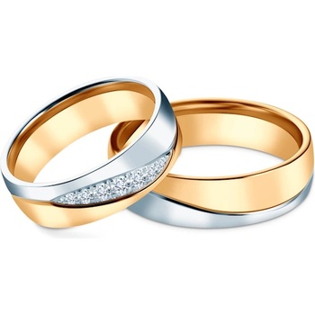 SAVICKI Сватбени халки: двуцветно злато, полукръгли, 6 мм