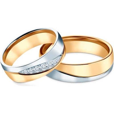 SAVICKI Сватбени халки: двуцветно злато, полукръгли, 6 мм