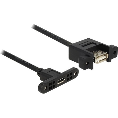 Delock 85109 USB 2.0 A (F) - USB 2.0 Micro-B (F) panel-mount, 0,25m, černý