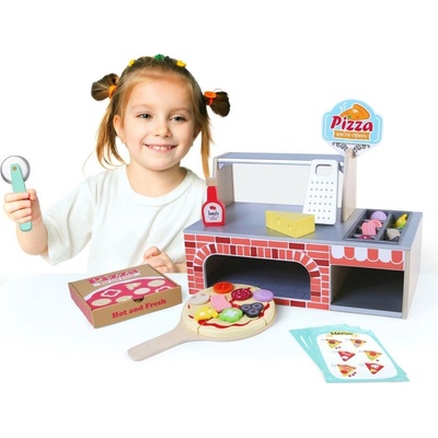 Drevená Pizzeria Ecotoys farebná