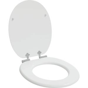 vidaXL Тоалетна седалка Бяло 44 x 38 см Инженерна дървесина (42027172)