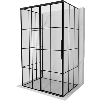 Mexen Rox-3S 3-стенна плъзгаща душ кабина лява 140 x 95 см, черна решетка, черна - 8C2-140-095-70-77-3S-L (8C2-140-095-70-77-3S-L)
