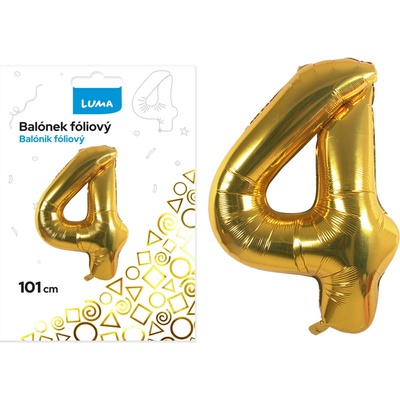 Luma Balónek fóliový č.4, 101cm, zlatý