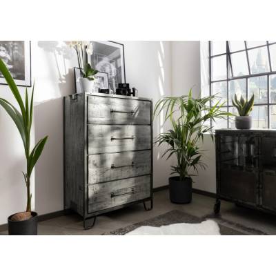 Bighome - STEEL Příborník 81x46x122, přírodní, lakovaný, mango