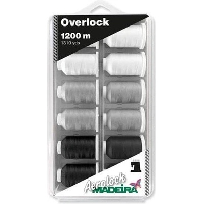 Overlockové nitě PES Madeira Aerolock 125 - Black & White (12x1200m)