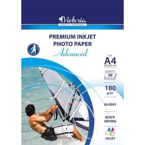 Victoria Фотохартия, мастиленоструйна, A4, 180 g, гланцова, VICTORIA PAPER "Advanced" IJP180G-A4-50SHEETS (IJP180G-A4-50SHEETS)