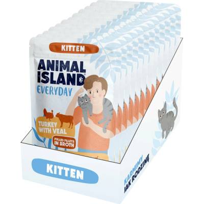 ANIMAL ISLAND Everyday Kitten Turkey with veal in broth 12x85 g