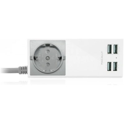 Macally UniStrip2 USB Wall Charger & AC outlet - AC контакт и захранване с 4 USB изхода в едно за мобилни устройства (UNISTRIPII-EU)