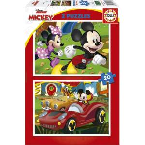 Educa Пъзел 2 в 1 Educa - Mickey Mouse, Забавната къща, 2 x 20 части (EDU19311)