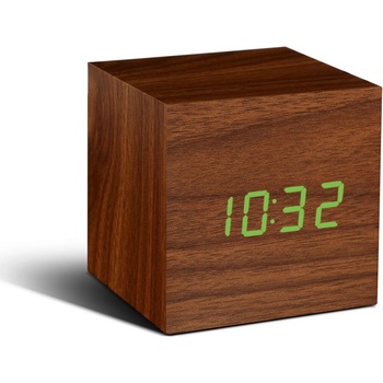 Gingko Design GINGKO Часовник с термометър CUBE - орехово дърво със зелени цифри (Gingko-GK08G8)