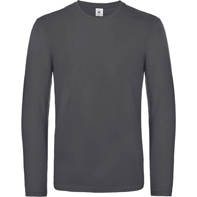 B&C pánské tričko s dlouhým rukávem TU07T Dark Grey Solid