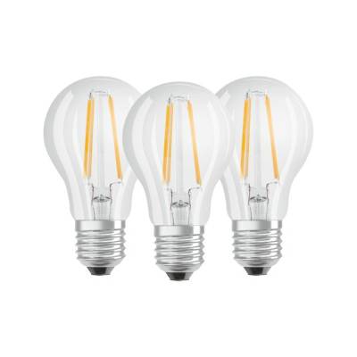 OSRAM Комплект 3 крушки LED Osram Base Filament A60, E27, 7W (60W), 806 лумена, Топла светлина (2700K), Енергиен клас E (4058075819290)