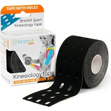 BronVit Sport Kinesiology Tape dierovaný čierna 5cmx5m