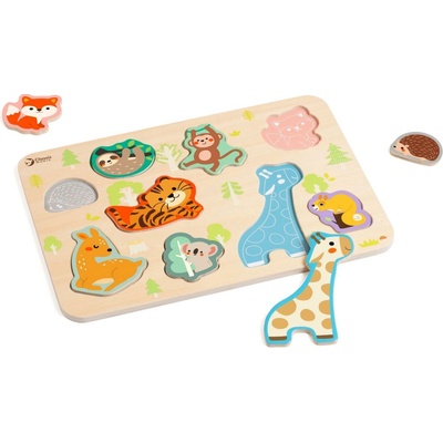 Teddies Puzzle/Vkládačka deskové zvířátka 30x21cm