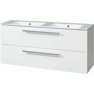 Mereo Bino, kúpeľňová skrinka s keramickým umývadlom 121 cm, biela