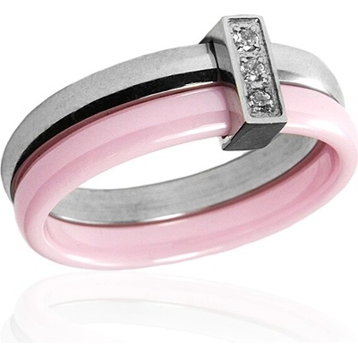 BM Jewellery Dámský růžový keramický prsten se zirkony S303130