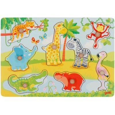 Goki edukačná vkladačka/puzzle s úchytmi Safari