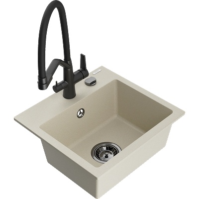 Mexen Milo мивка от гранит с 1 отделение с кухненски смесител Duo, бежов - 6505-69-671701-70-B (6505-69-671701-70-B)