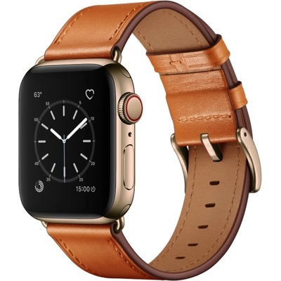 PROTEMIO LEATHER Kožený řemínek pro Apple Watch Ultra 1 / 2 49mm / 9 / 8 / 7 45mm / 6 / SE / 5 / 4 44mm / 3 / 2 / 1 42mm světle hnědý 52979