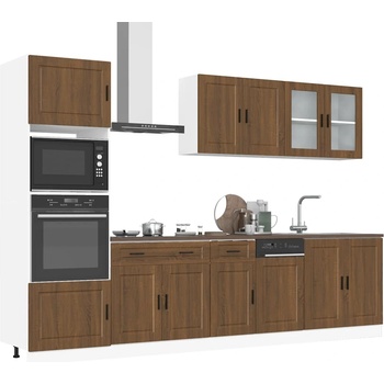 vidaXL Комплект кухненски шкафове, 7 части, "Porto", кафяв дъб, инженерна дървесина (3314758)