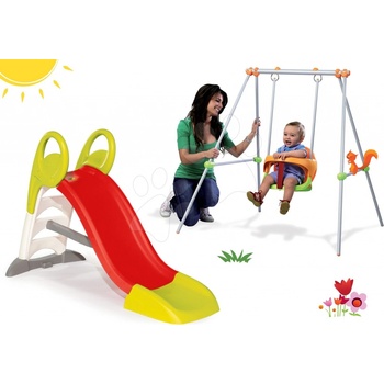 Smoby set šmykľavka Toboggan KS a hojdačka s kovovou konštrukciou 310262-16
