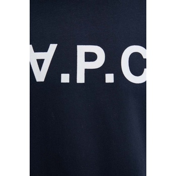 APC Памучна тениска A. P. C. t-shirt standard grand vpc GOTS в тъмносиньо с апликация COHBM. M26384 (COHBM.M26384)