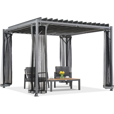 Garden Point terasová pergola Tasos 3x3 m s moskytiérou Antracitová
