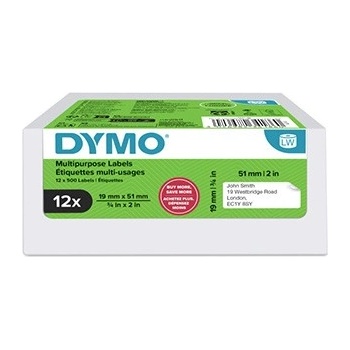 DYMO 2234186, 51mm x 19mm, многофункционални, сменяеми бялото оригинални хартиени етикети, 12 x 500 компютри (2234186)