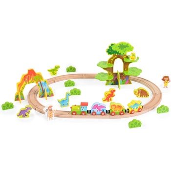Tooky Toy Дървено влакче с писта - Динозавър tki054