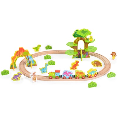 Tooky Toy Дървено влакче с писта - Динозавър tki054
