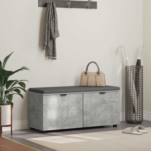 vidaXL Пейка за коридор с възглавница Бетонно Сиво 100 x 38 x 46 см (891491)